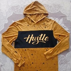 #049 Mustard Yellow Brooklyn Laundry Long Sleeve Hustle Hoodie Shirt Size Small